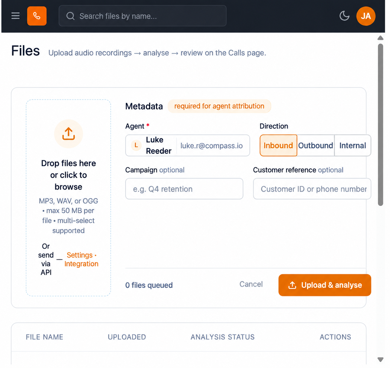 INS 4.2 Upload and Analyse Recordings