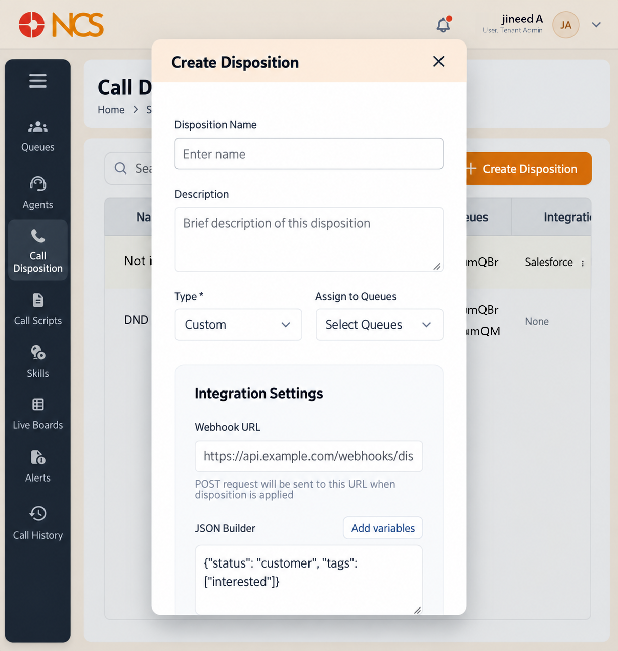 SUP 3.2 Create Disposition Form