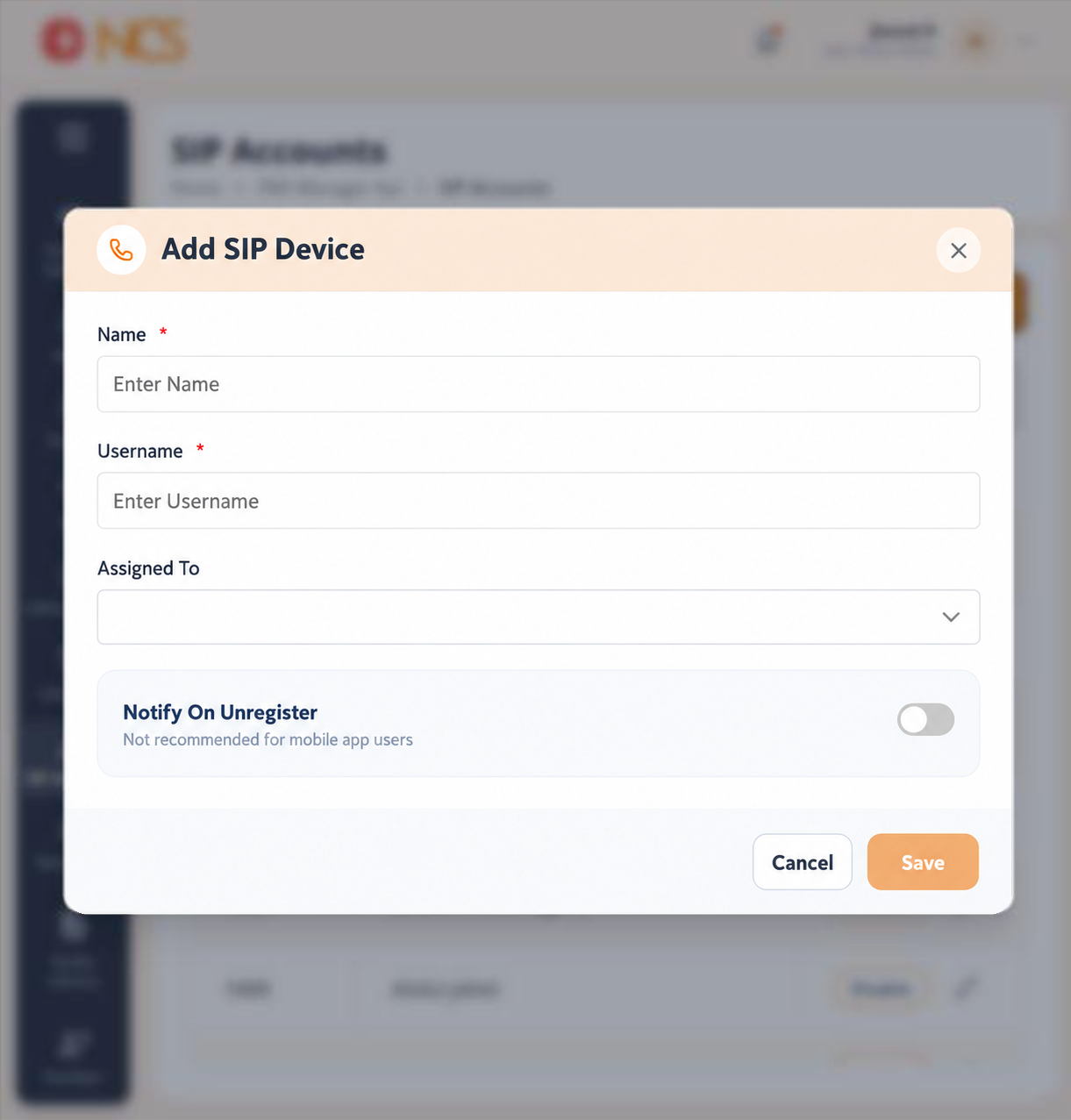 Add SIP Device Form