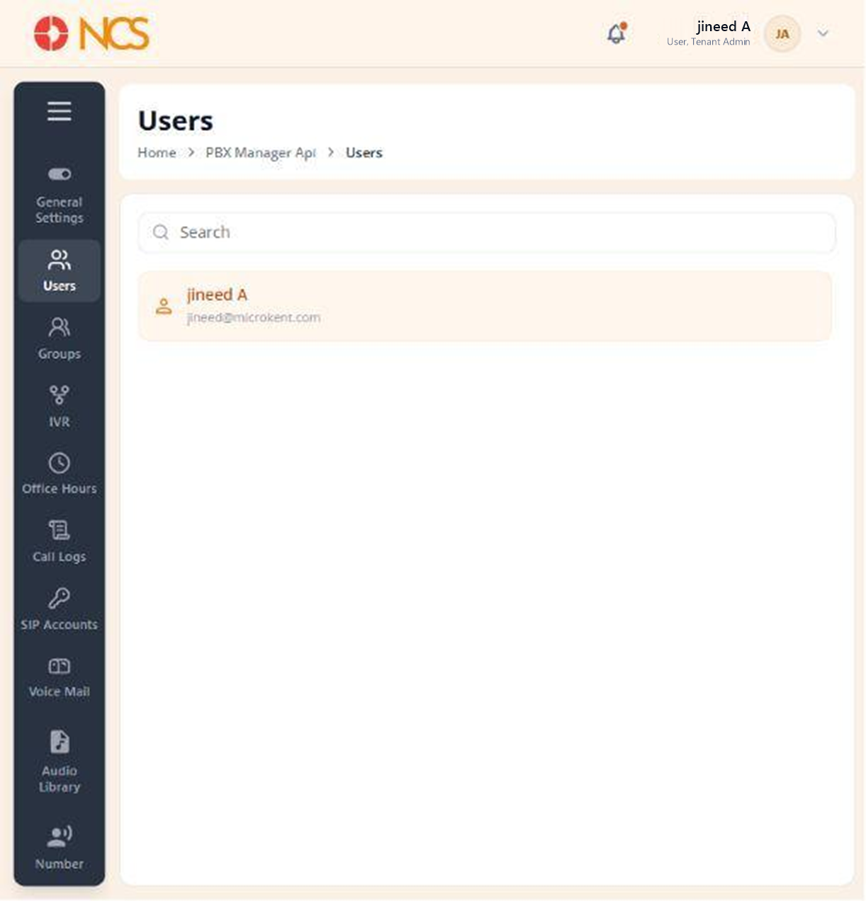 PBX 2.1 Utilisateurs Aperçu