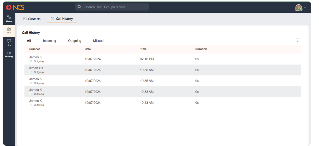 Appel History Tab