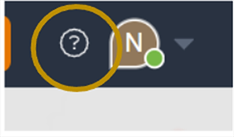 Question mark icon highlighted next to the profile icon