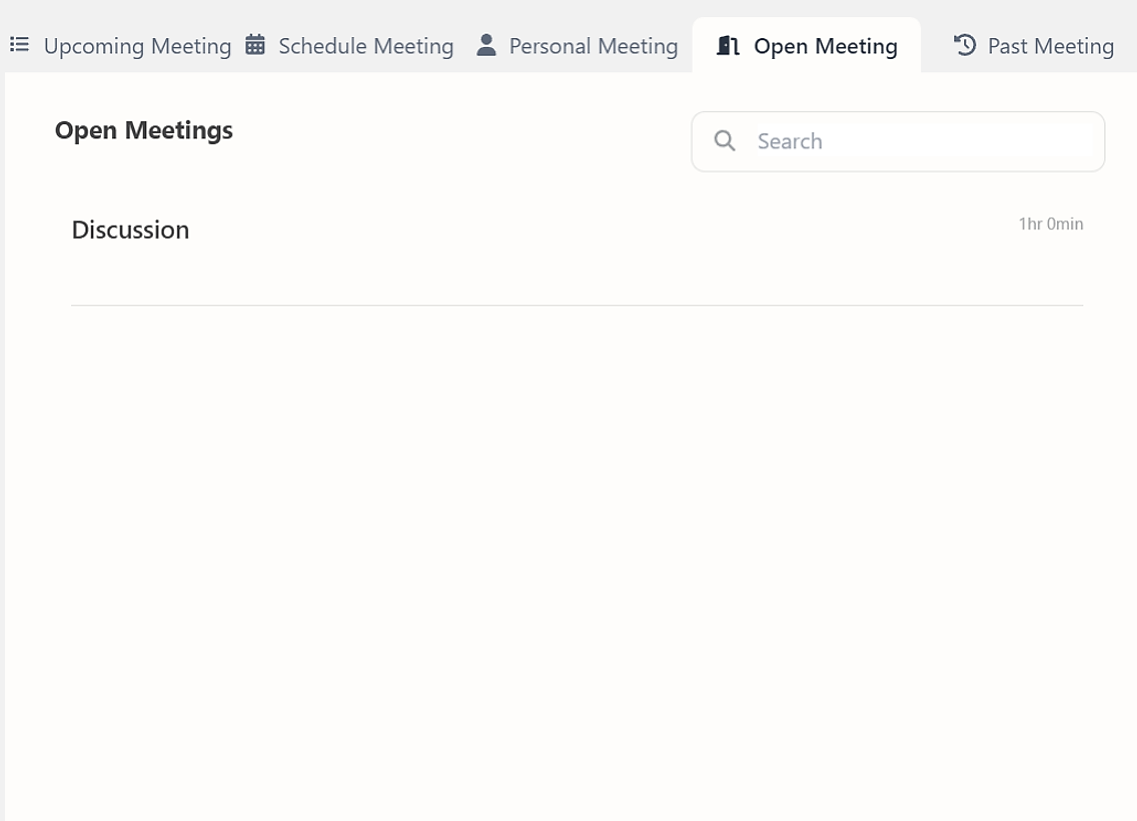 Open Meeting tab