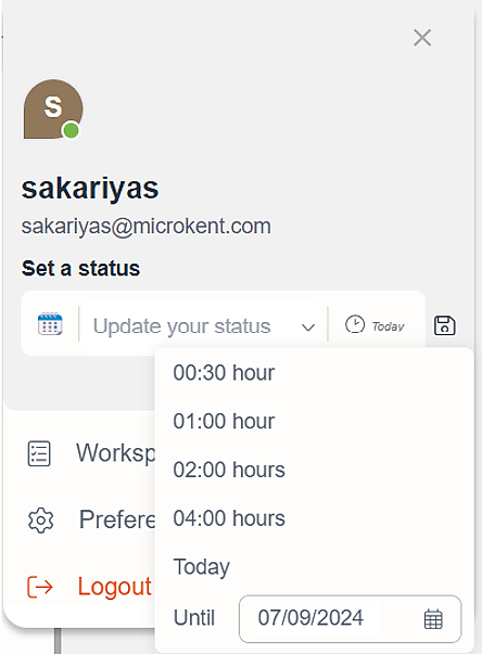 My Profile time period dropdown