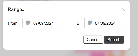 Range dialog with From and To dates