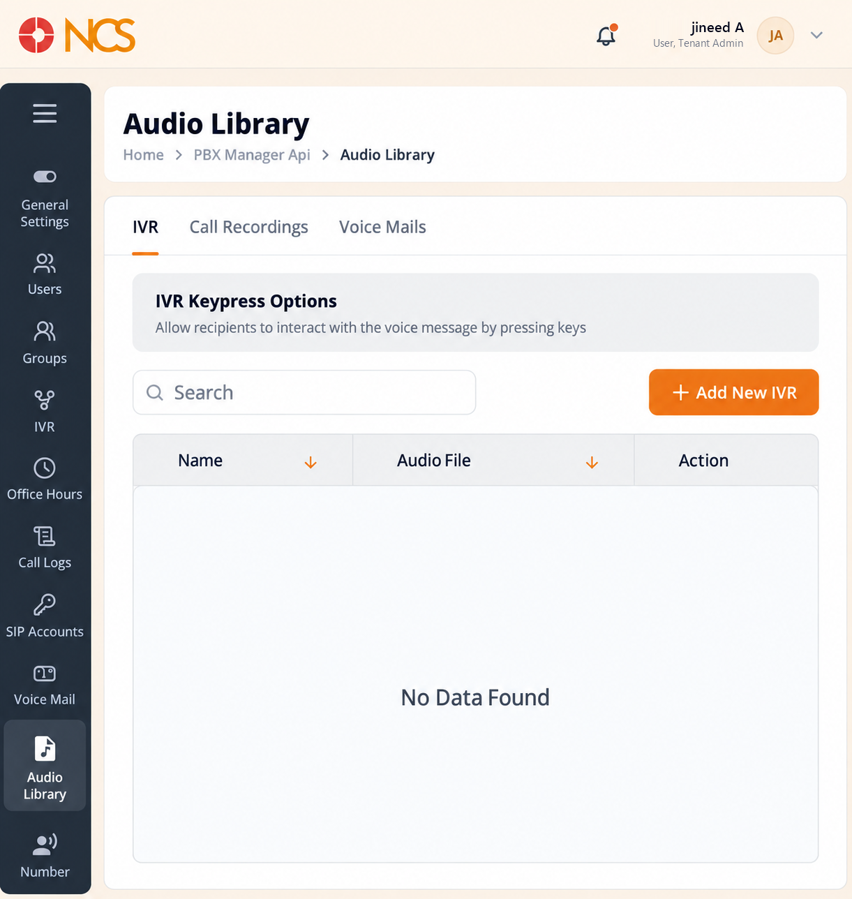 PBX 9.1 Biblioteca de Áudio de URA (IVR)