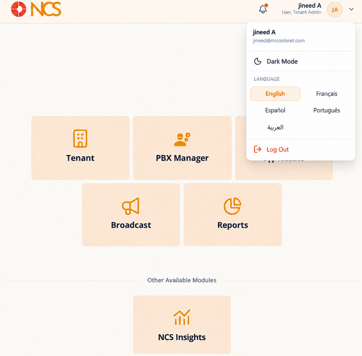 Menu de Perfil