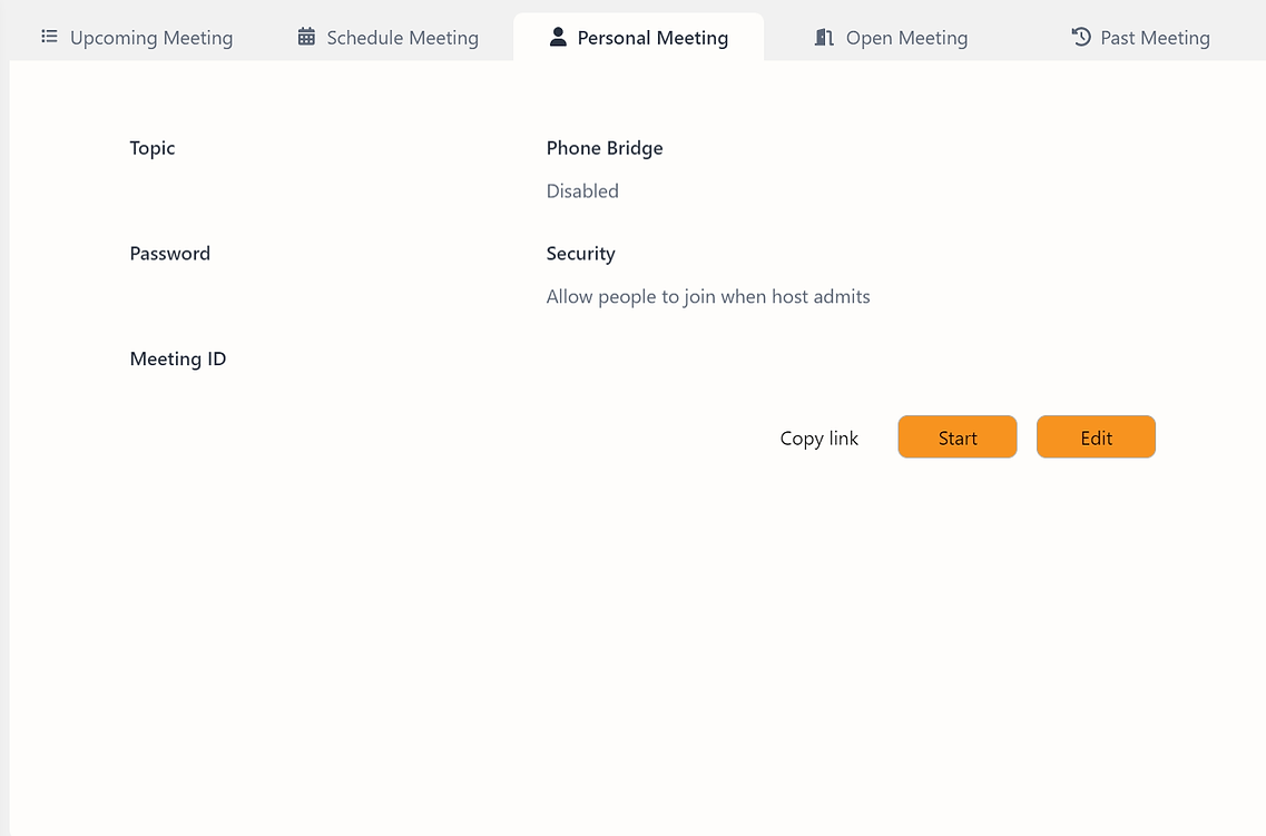 Personal Meeting tab