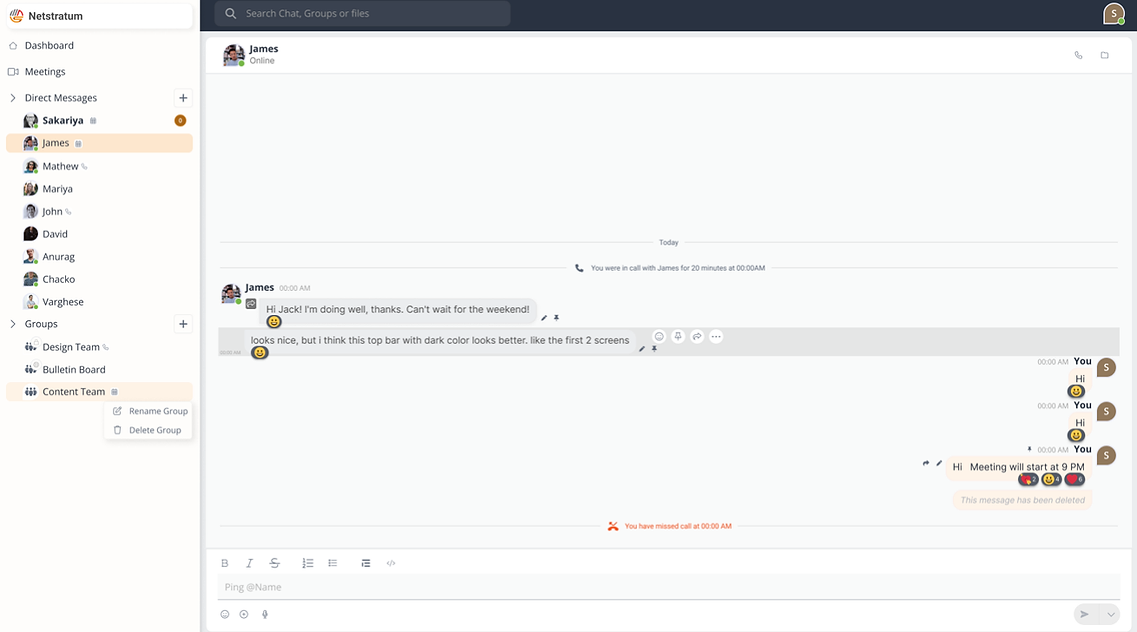 Chat View in Two Side Stacking
